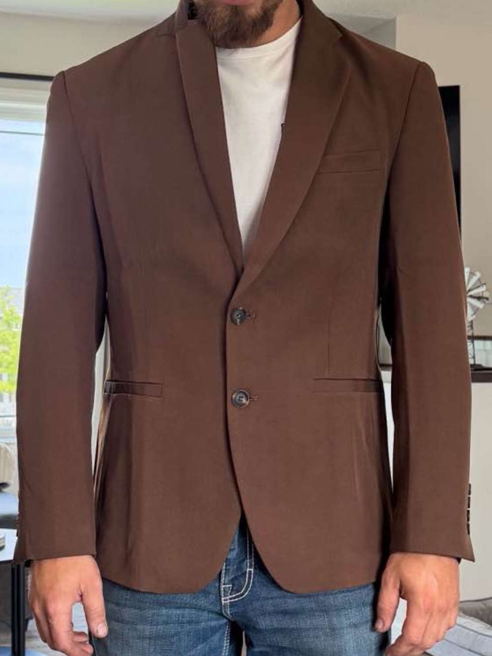 Men's Brown Two-Button Sport Coat - Classic Tailored Blazer